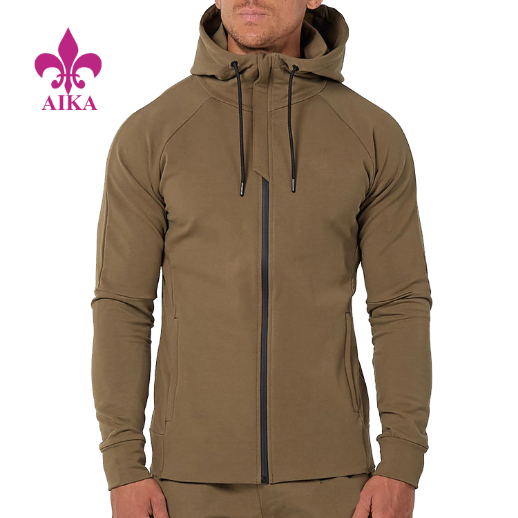 Venda imperdível para calça de compressão – MOQ baixo feito de fábrica para roupas esportivas esportivas personalizadas com capuz e design de zíper para homens – AIKA