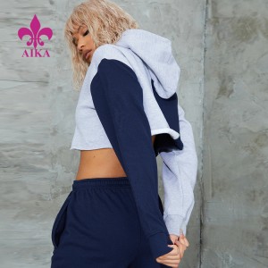 2021 Good Quality Sportswear Manufacturer - OEM Custom Wholesale Lightweight Color Block Hoodies Cropped Women Pullover Hoodies – AIKA