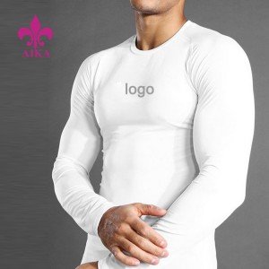 Logo Yogulitsa Bwino Kwambiri Yopangira Ma Sleeves Minofu Yophunzitsa Gym Sport Cotton Compression T Shirt