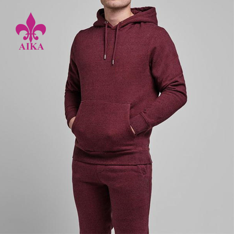 Hot Sale para sa Fitness Pants Wear - Gym Fitness Wear Custom Logo Printed Pullover Blank Burgundy Men Hooded Sweatshirt – AIKA