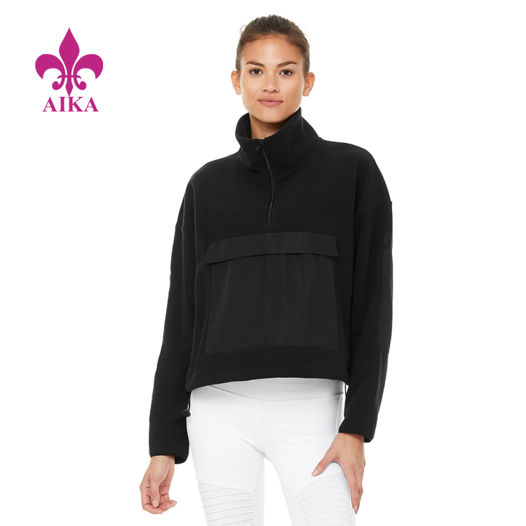 Super Lowest Price Custom Singlets - Winter Wholesale Women Sports Wear Half Zip Mock Neck Fleece Pullover Custom Hoodie – AIKA
