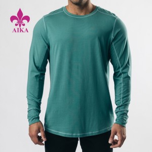 Acitve Wear Mjukt tyg Andas träningsbomull Långärmad Gym T-shirt för män