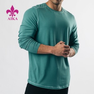 Vlastné športové tréningové oblečenie Bavlnené pánske tričko s dlhým rukávom do posilňovne OEM