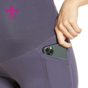 Shorts de gestante femininos de poliéster elastano de secagem rápida respiráveis ​​para ioga com ajuste fino personalizado