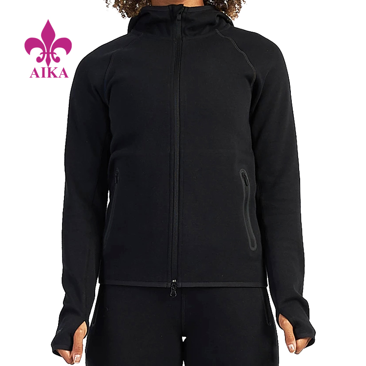 Ladies Cotton Spandex Jacket Compression Gym Tracksuits Hoodies Women Custom Sports Wear