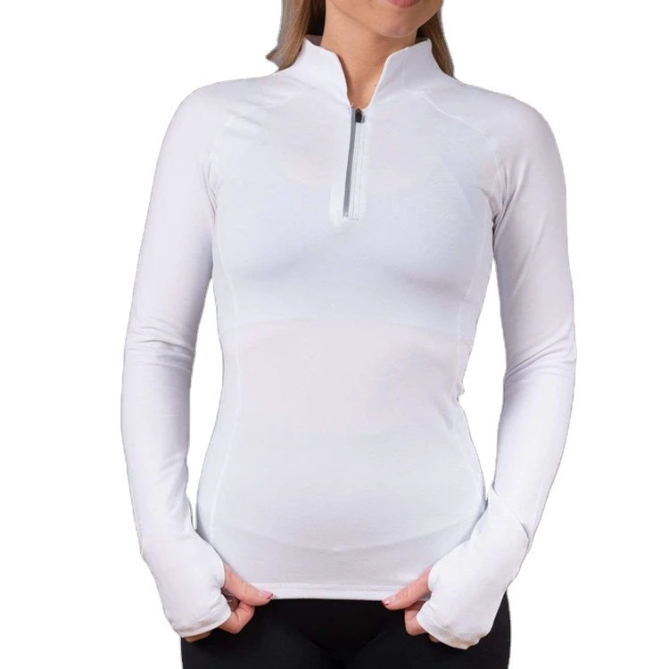Gyári ingyenes minta jóga szingletek - Gyári ár edzési viselet Gyors száradás Könnyű hüvelykujj lyukak negyedcipzáras edzőterem hosszú ujjú női póló – AIKA