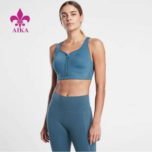 OEM Anpassad grossist Gym Wear Full Zip Träningskläder Kompression Kvinnor Yoga BH