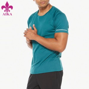 Custom Gym Clothing Mens Fitness Tee Shirt Ringan Kelembapan Panel Mesh Workout T Shirt