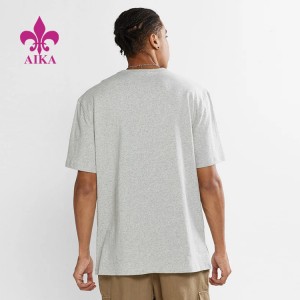 Kualitas Tinggi Custom Logo Printing Fitness Clothing Lengan Pendek Cotton T Shirt kanggo Pria