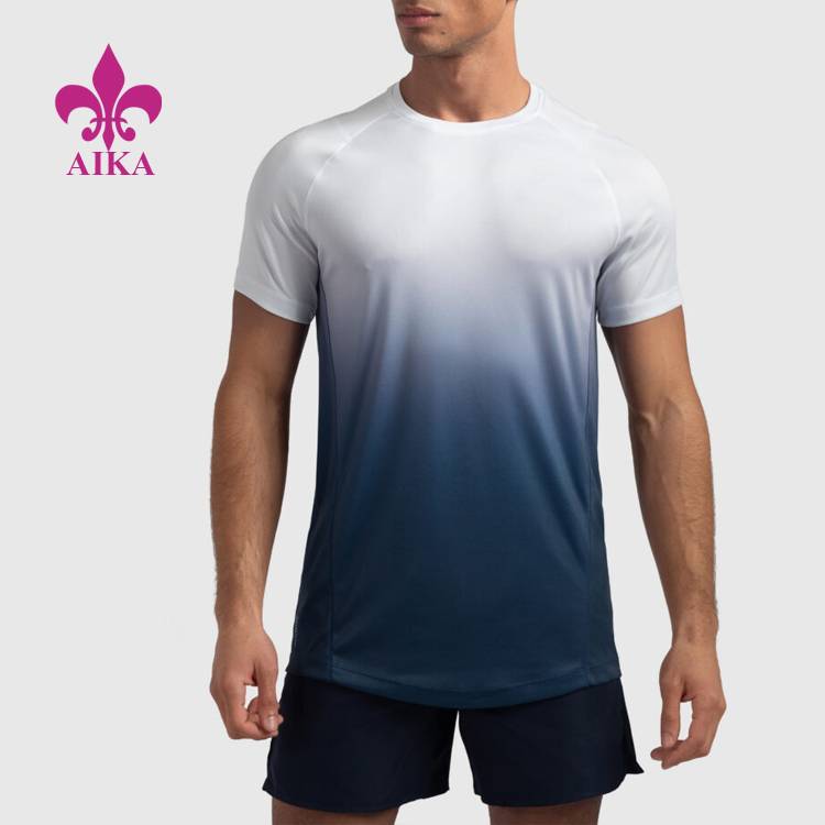 factory Outlets for Plain Jogger Pants - Bežecké tréningové oblečenie Vlastný veľkoobchod Priedušné tričko s prechodovým farebným prechodom pre mužov – AIKA
