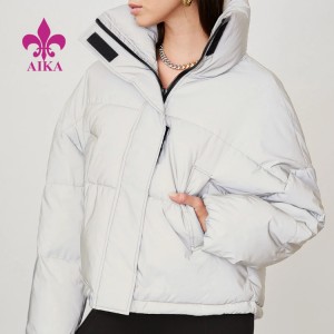 Jaqueta feminina de roupas de inverno personalizada com estampa de algodão quente e reflexiva