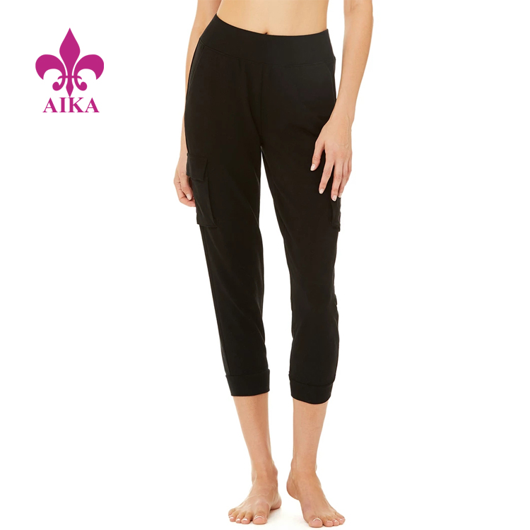 Manufacturer para sa Sports Apparel Manufacturer - Women Sports Wear Casual Fit Comfy French Terry 7/8 High Waist Cargo Sweat Pants – AIKA