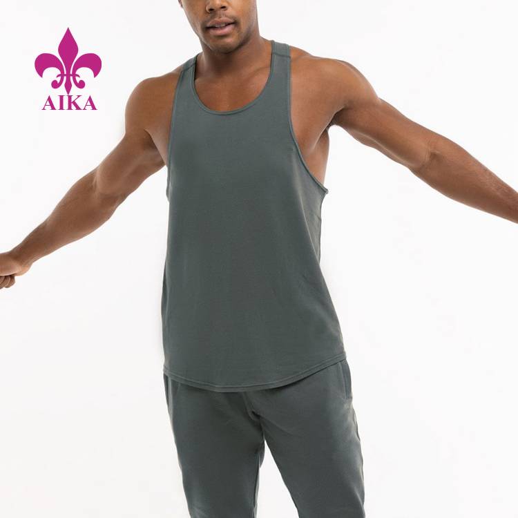Нова поставка для чоловічих футболок великого розміру для спортивних залів - Літній спортивний одяг з логотипом на замовлення, бавовняний спандекс, безрукавки для фітнесу, чоловічі – AIKA