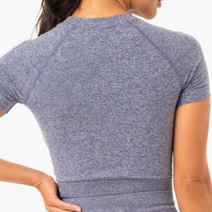 Ny stil Body Building Sømløs Slim Fit Gym Crop Top T-shirt til kvinder