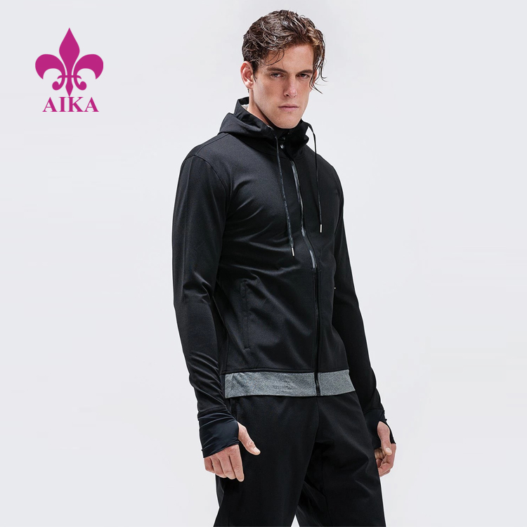 Xhaketë vrapimi sportive me ngjeshje me cilësi të lartë Activewear me përshtatje të hollë për meshkuj