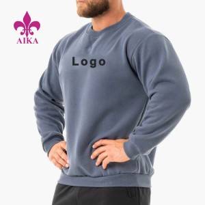 Anpassad logotyptryck/broderi blank träningskläder Bomullströja med rund hals för män