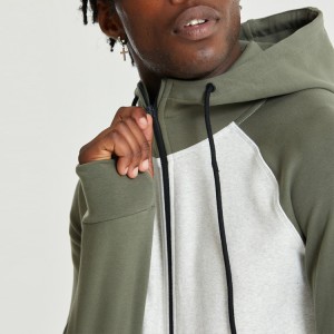 Groothandel Pas kleurpaneelontwerp-oefensessie Slim Fit Full Zip Up Mans-hoodie aan