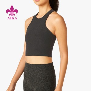 OEM Groothandel Slim Fit Crop Design Polyester Spandex Blank Tank Top voor Dames