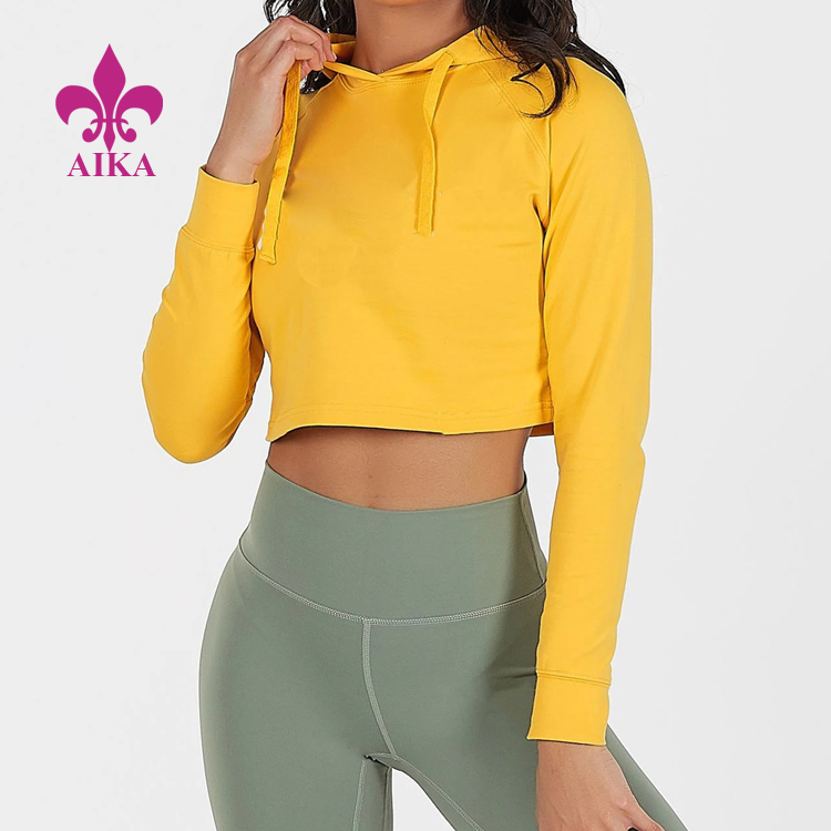 Sports Wear Made In China Terry Fabric Short Gym Crop Hoodies For Women