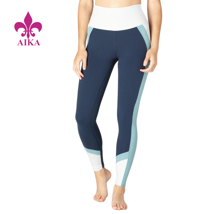 Висококвалитетне женске панталоне за јогу са високим струком и високим струком свежег изгледа правог колорблока