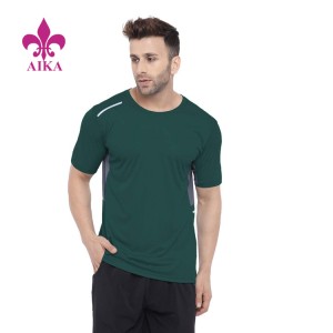 Këmishë sportive sportive për meshkuj me mëngë të shkurtra, me shumicë, bosh dhe të shpejta për tharje aktive