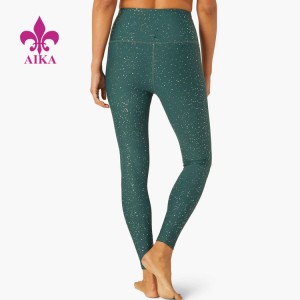 Desain paling anyar Work Out Gym Wear Women Running Tights Nylon Spandex Shiny Fitness Yoga Leggings