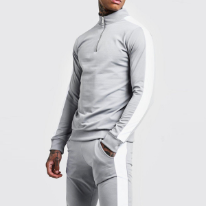 OEM Top Quality Quarter Zip Contrast Color Полиэстер Spandex Slim Fit Спортивный костюм для мужчин
