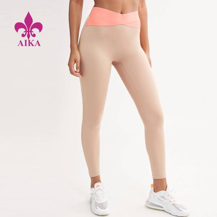 ໂຮງງານຂາຍຊຸດຊັ້ນໃນຜູ້ຍິງ - ແອວສູງສີ່ທາງ Stretch Fitness leggings Crossover Waist Women Gym Sports Yoga Legging – AIKA