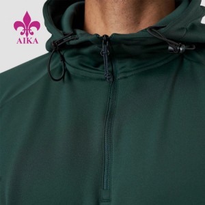 Fabrieksverkoop van trainingsbroek met trekkoord - Aangepaste hoge kwaliteit katoenen halflange rits fitness heren atletische gymkleding pullover hoodies - AIKA