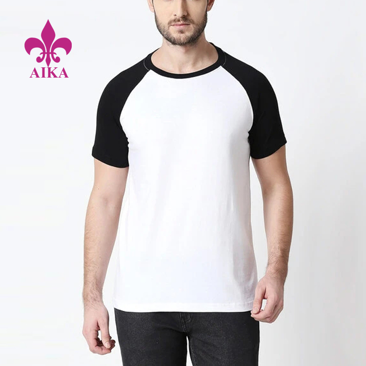 ביגוד מכנסיים של ספקים מובילים - מחיר מפעל מותאם אישית כותנה חולצת טריקו לגברים בגדי ספורט מזדמנים שחור לבן חולצה לגברים - AIKA