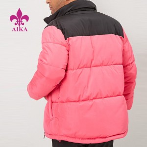 Персонализирани висококачествени палта от найлонова обвивка, мъжки палта с пухено яке с цветен блок и цип