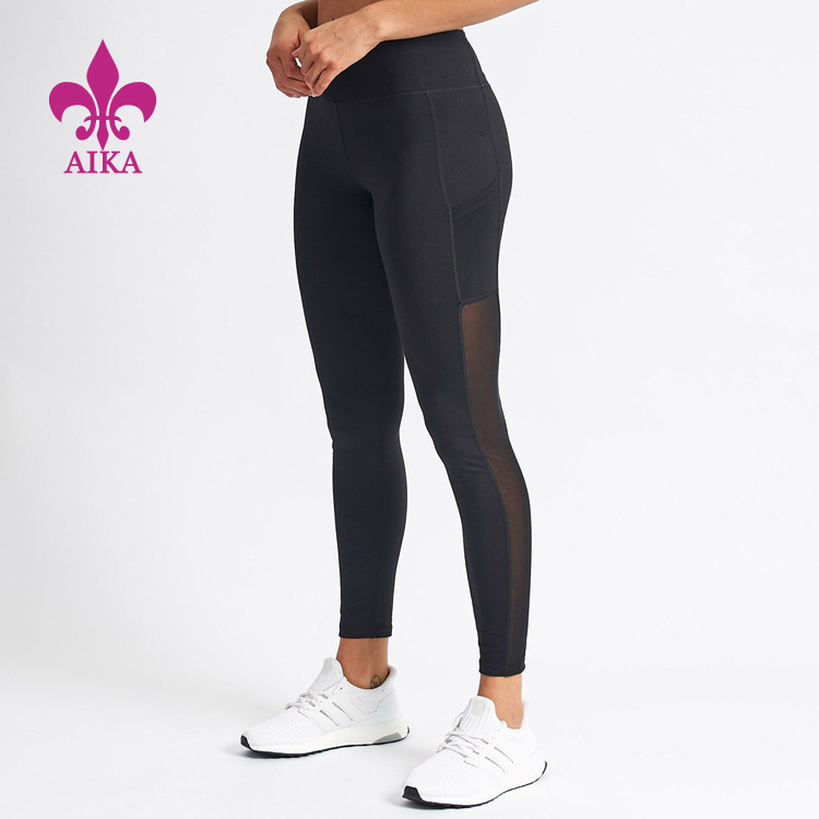 OEM Supply Yoga Leggings Gamintojas – Aukštos kokybės Quick Dry fitneso poliesterio jogos dėvėti moteriški sportiniai antblauzdžiai su telefono kišenėmis – AIKA