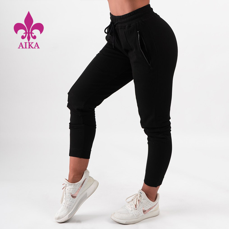 Chándales de veludo negro personalizados de alta calidade, pantalóns de chándal de adestramento, roupa de jogging para mulleres