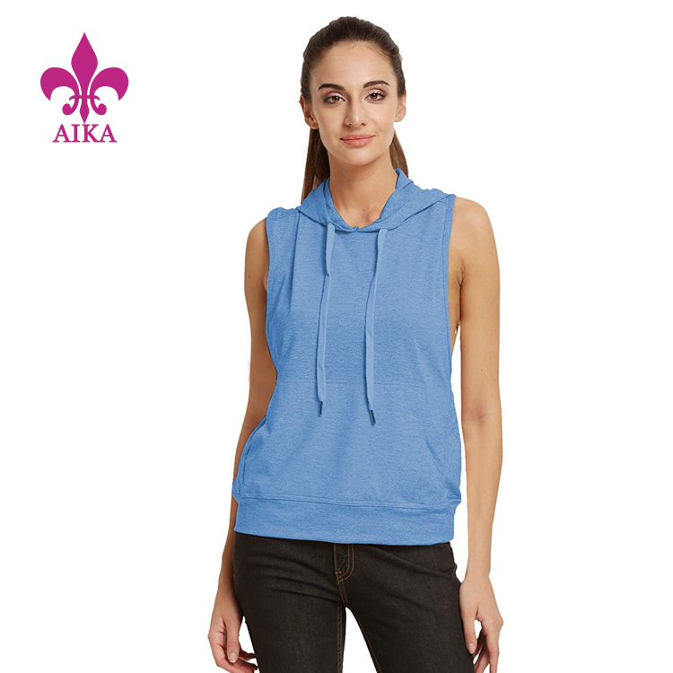 China wholesale Sports Wear Manufacturer - OEM Custom High Quality Popular Style Women Blank Sport Sleeveless Pullover Hoodies - AIKA