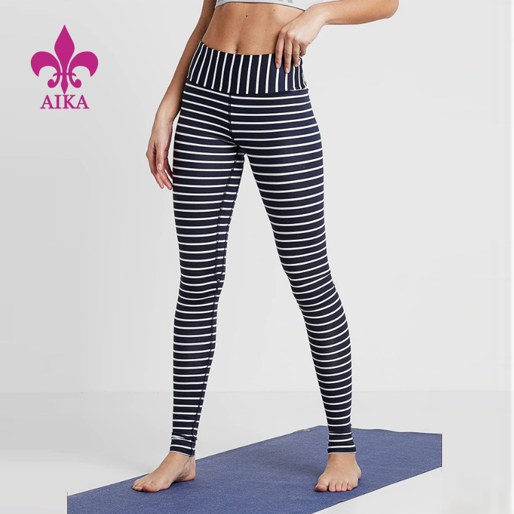 폴로 T 셔츠에 대한 인기있는 디자인 - 맞춤형 도매 최초의 품질 피트니스 높은 손목 스트라이프 여성 요가 체육관 스포츠 레깅스 – AIKA