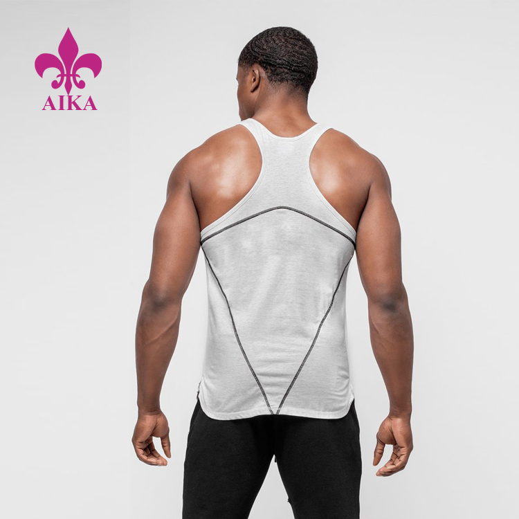 Regata de algodão respirável personalizada fitness masculina elegante academia esportiva atacado em branco a granel