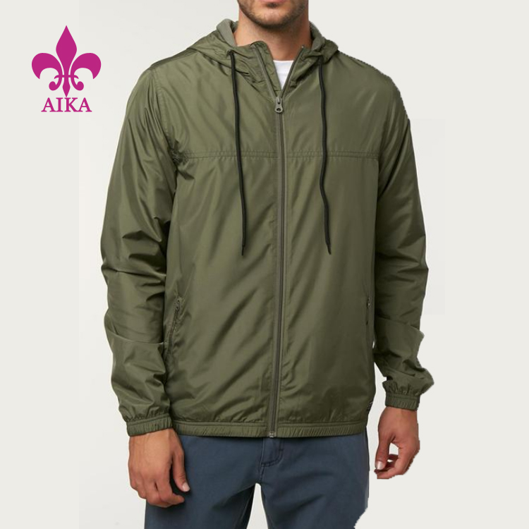 सर्वोत्तम गुणवत्ता वाले पुरुषों के स्पोर्ट्सवियर कपड़े - पुरुषों के लिए थोक कस्टम एक्टिववियर वाटरप्रूफ स्पोर्ट्स हुडीज़ कपड़े ज़िप जैकेट डिज़ाइन - AIKA