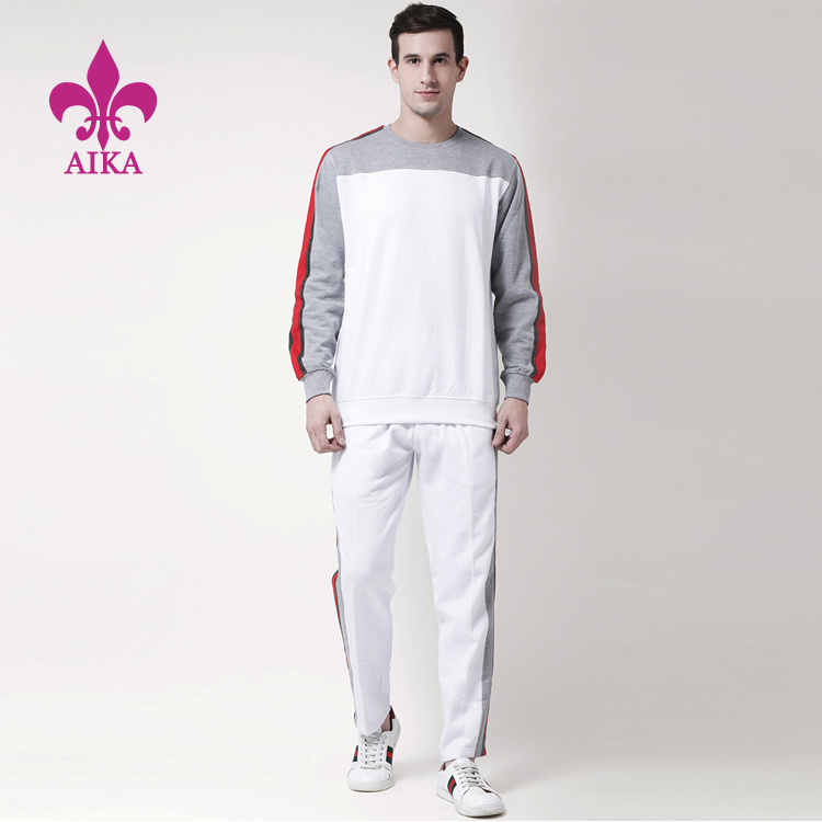 थोक अनुकूलित खेलकुद पोशाक उच्च गुणस्तर स्ट्रिप शैली पुरुष खेलकुदका लागि कारण स्वेटसूट