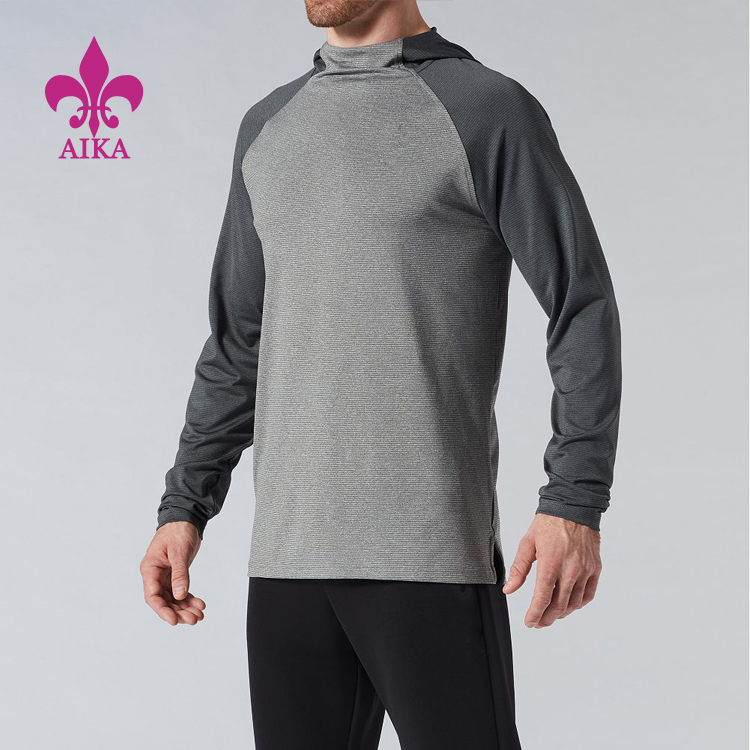 Groothandelspriis Sportkleding foar manlju - OEM Hege kwaliteit oanpaste lange mouwen Gym Training Hoodies foar manlju - AIKA