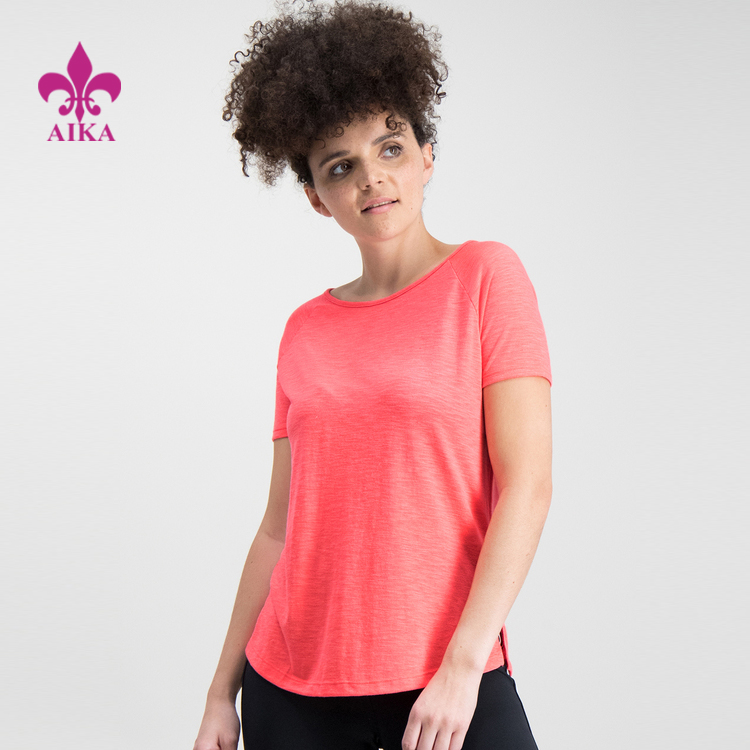 Najprodavanija ženska majica kratkih rukava s prorezom na leđima mekana i lagana, jednostavna sportska odjeća za teretanu