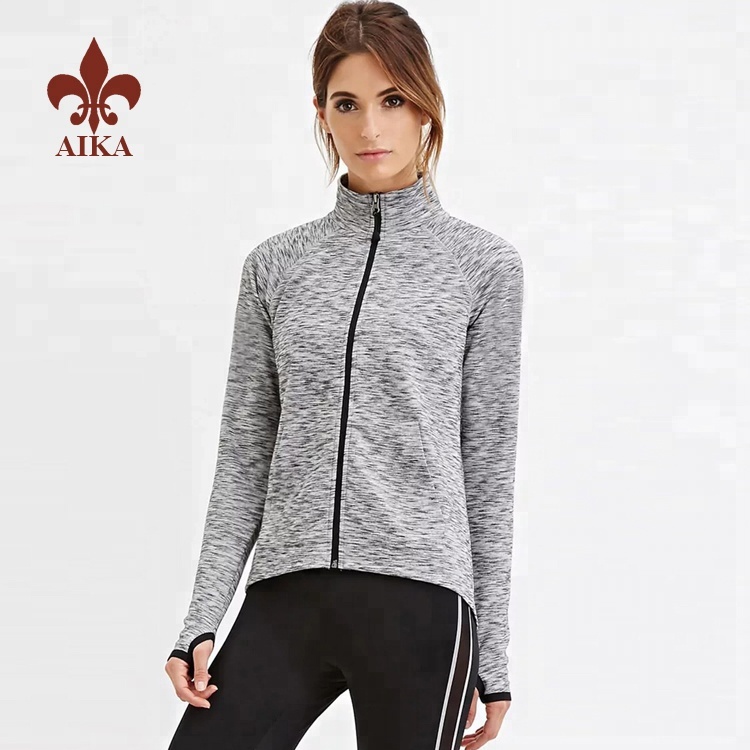 Producent af Yoga Jacket – Højkvalitets brugerdefineret fuld lynlås Tør pasform udendørs sportstøjsjakke til piger – AIKA