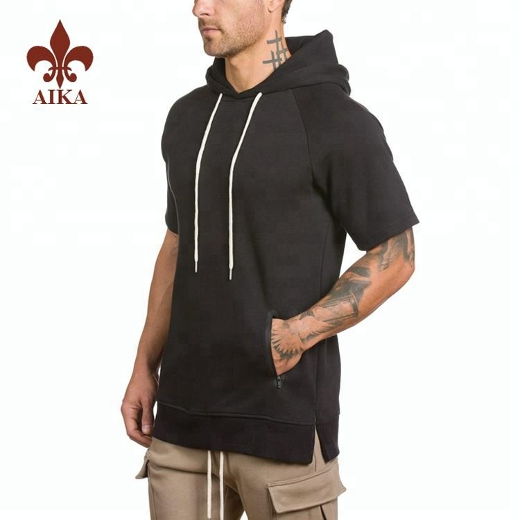 Design speciale per tuta sportiva - Abbigliamento sportivo gru di alta qualità personalizzato manica corta nero allenamento bianco felpe con cappuccio da uomo - AIKA