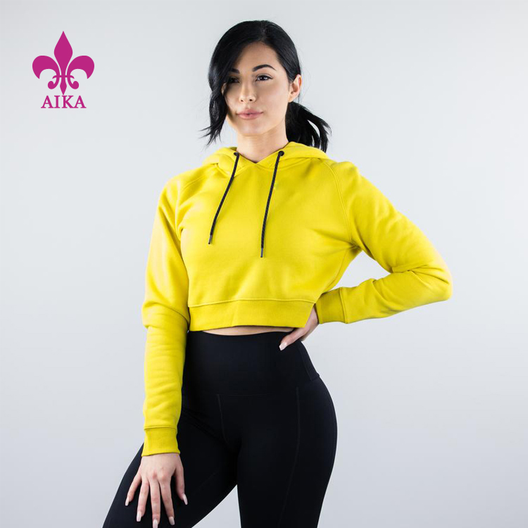 Seluar pendek Kasual borong China - 2019 Borong tali serut tersuai french terry longgar muat hoodies pullover crop untuk wanita – AIKA