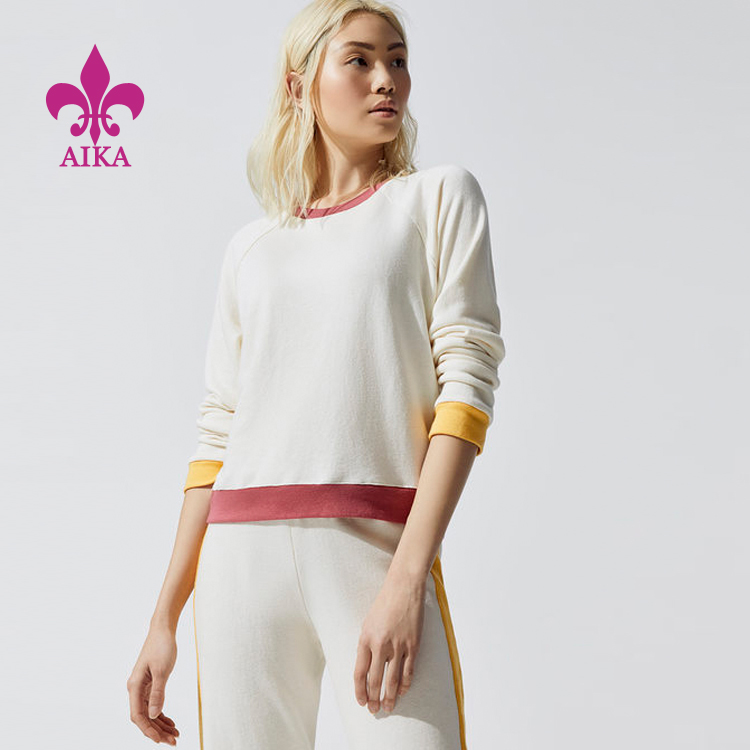 مصنع ملابس رياضية توريد - بالجملة مخصص القطن دنة المرأة بلوزات رياضية عادية للياقة البدنية - AIKA