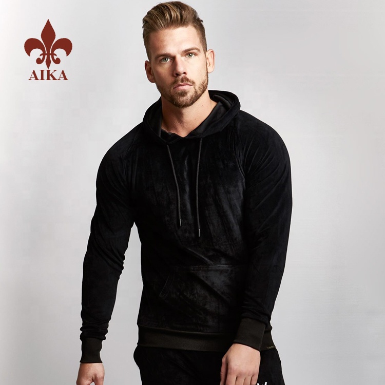 Super Purchasing for Plain Casual Pants - High quality cotton polyester mens wholesale plain velour black hoodies – AIKA