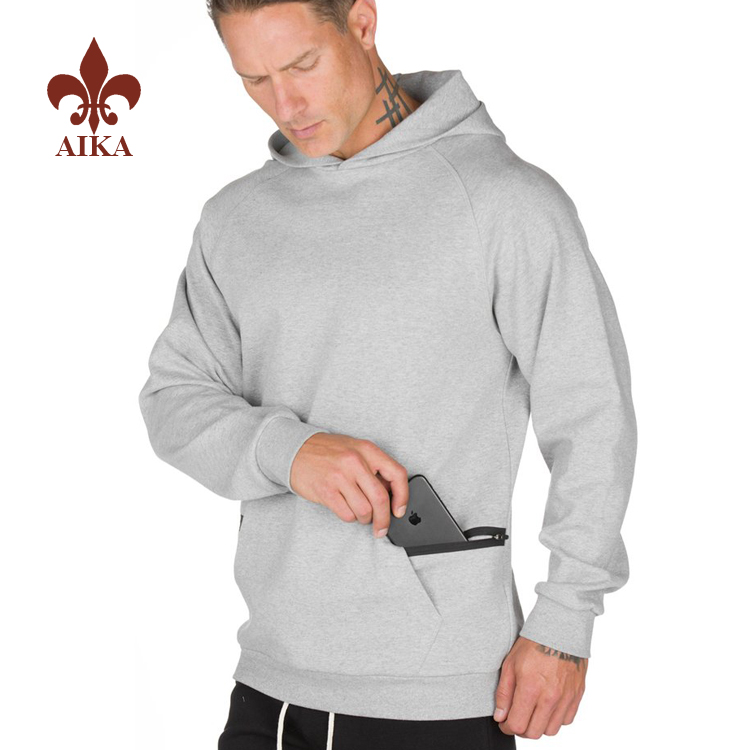 Maayo kaayo nga kalidad nga Cotton Men Pants - Wholesale loose fit zipped pocket custom outdoors mens running hoodies - AIKA