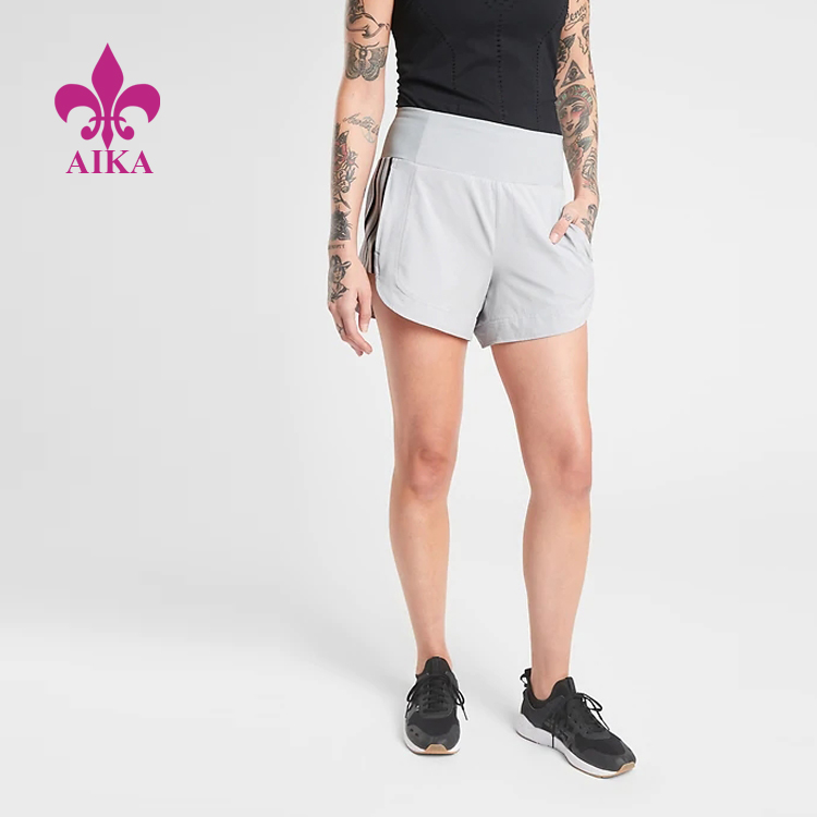 Wholesale Custom Hidden Zip Back Waistband Sports Gym Hiking Women Shorts