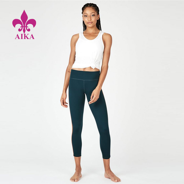Жіночі спортивні сорочки високої якості – нові жіночі легінси для йоги з регульованою шнурівкою, яскрава бічна смужка 7/8 – AIKA