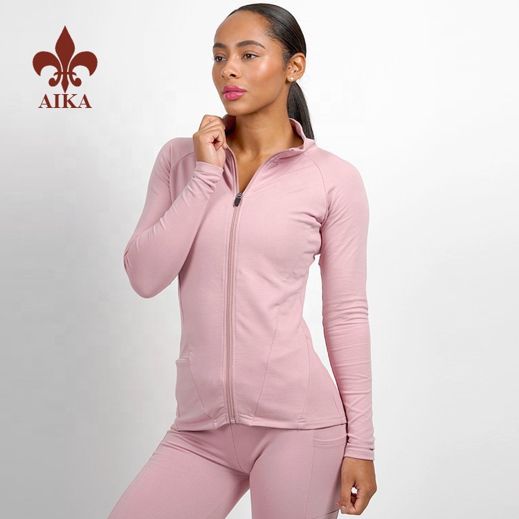 Veľkoobchodní predajcovia vesty na jogu - Vysoko kvalitná privátna značka dievčenské športové bundy na zips, veľkoobchod – AIKA