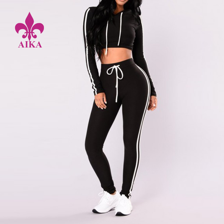 Custom Classic Crop Top Drawstring 2-in-1 High Waisted Sports Long Jumpsuit